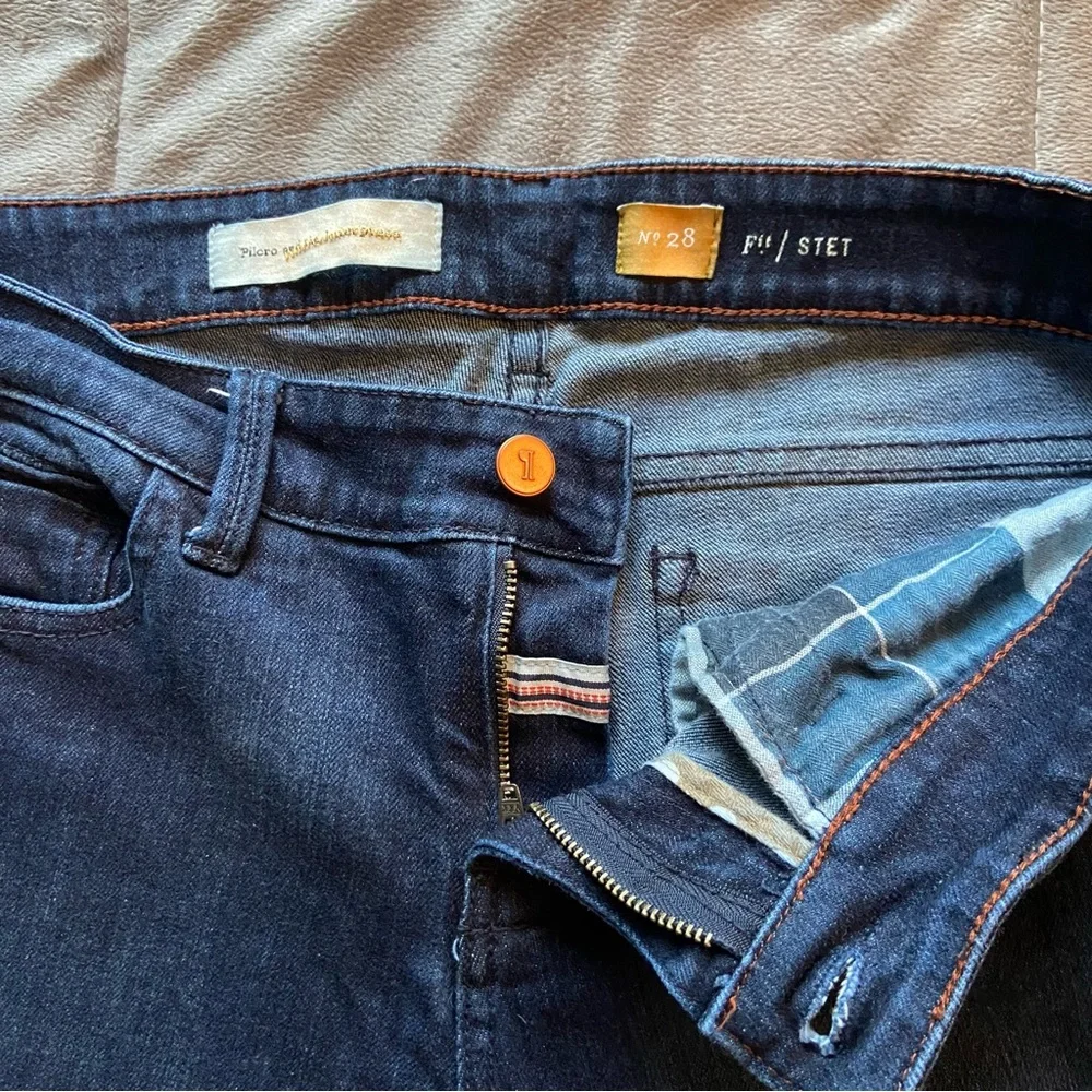 Pilcro and the Letterpress Blue Cropped Jeans with Multicolor Trim - Picture 4 of 9